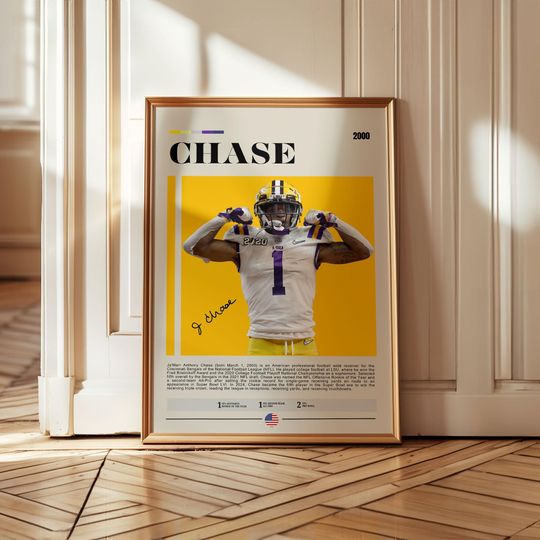 JaMarr Chase football Poster: Cincinnati Bengals Wall Art