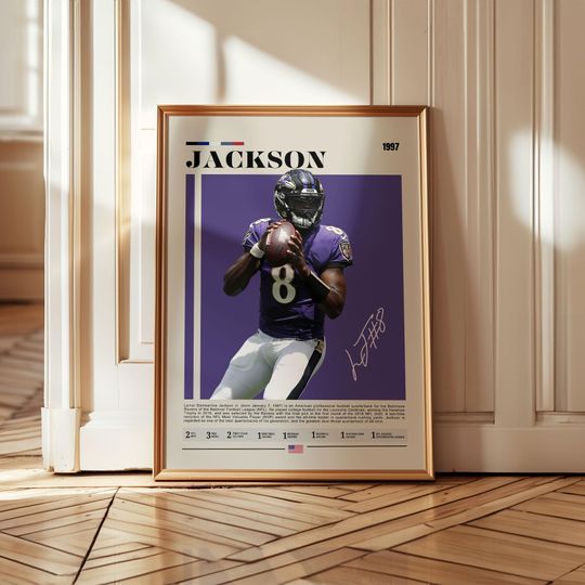 Lamar Jackson Poster, Baltimore Ravens Print, Sports Poster, High Resolution, Football Fan Gift Idea, Super Bowl Champions, Sports Art