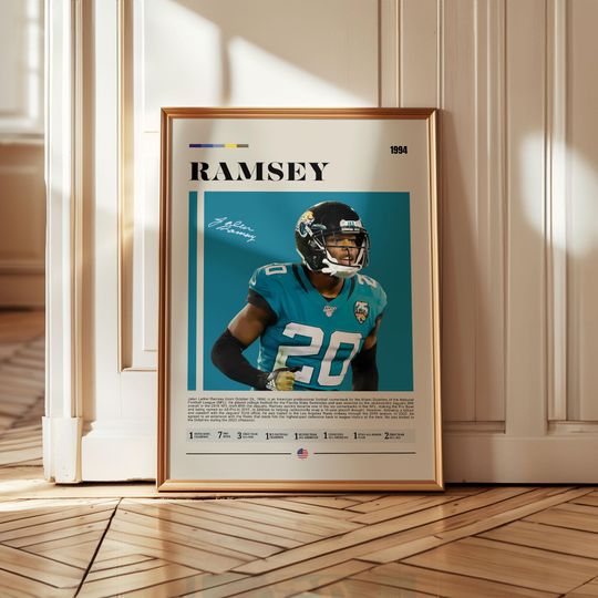 Jalen Ramsey Poster, Miami Dolphins Print, football Poster, Sports Poster, Mid Century Modern, football Fans, Football Gift, Sports Bedroom Decor