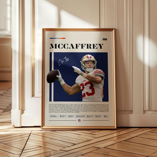 Christian McCaffrey Poster, San Francisco 49ers Print, football Wall Art, Football Player Poster, Sports Bedroom Decor, McCaffrey Art