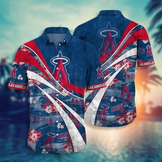 Los Angeles Angels Wave Bloom Hawaiian Shirt Unisex Summer Aloha