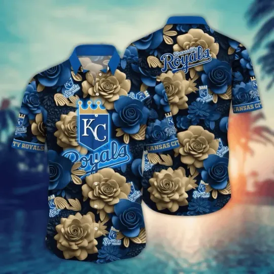 Discover Kansas City Royals Bold Blue Rose Hawaiian Shirt Unisex Summer Aloha