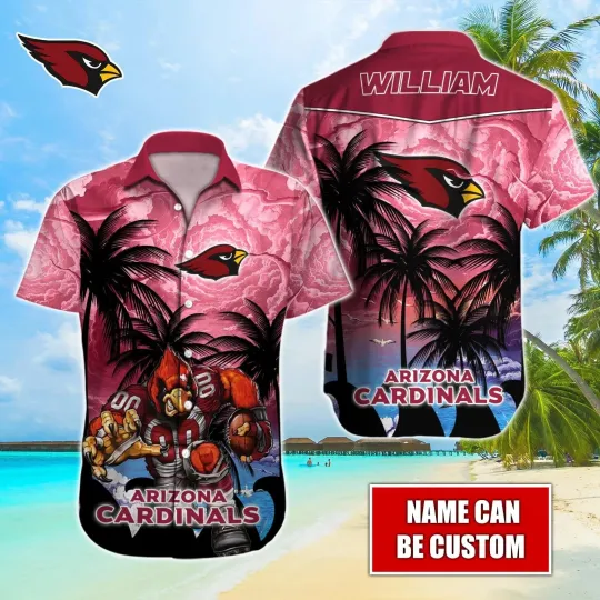 Discover Personalized Arizonna Cardinals Pink Dusk Hawaiian Shirt Summer Aloha
