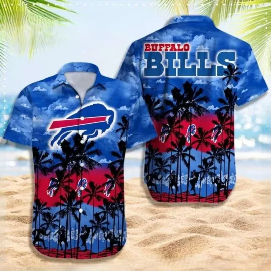 Buffalo Bills Sunset Palms Silhouette Men’s Hawaiian Shirt