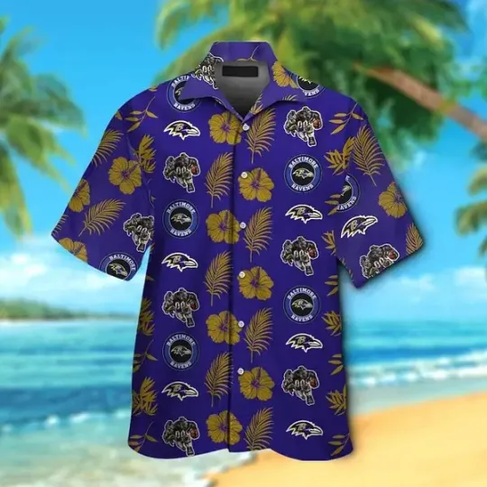 Baltimore Ravens Tropical Hawaiian Shirt Short Sleeve Button Up