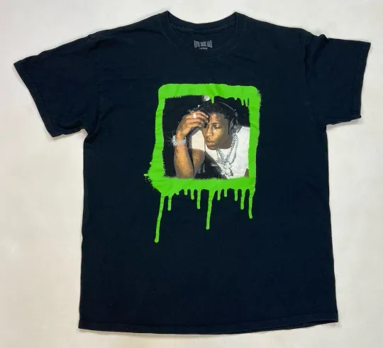 YoungBoy Never Broke Again Graphic T-Shirt Men Large Black Rap Music Clothing