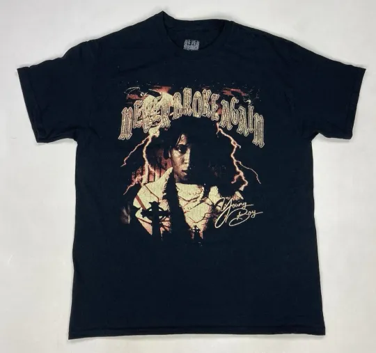 Discover YoungBoy Never Broke Again Graphic T-Shirt Men Large Black Music Rap Clothing