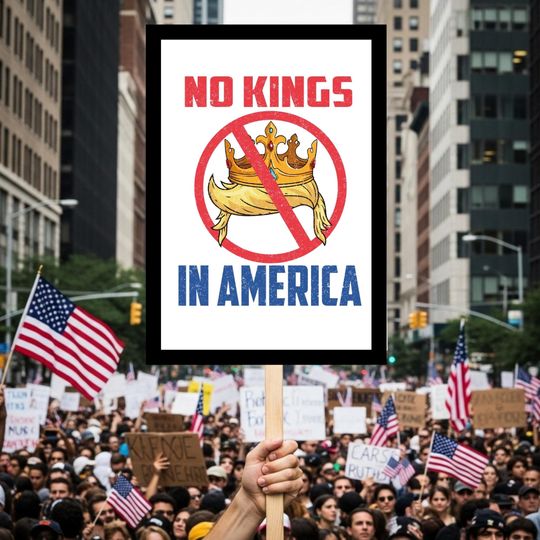 Discover No Kings in America Protest Sign, Anti Trump Rally Sign, Political Street Protest Poster, Abolish ICE Sign Board, ICE Out of LA Sign