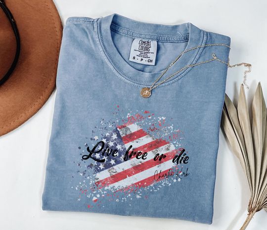 Discover Charlie Kirk "Live Free Or Die" T-Shirt, Political Apparel, Conservative Gift, TPUSA Fan Tee, Patriotic Liberty Shirt