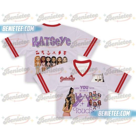 Discover Katseye Crop top Football Jersey, Beautiful Chaos Tee, Eyekon Kpop Fan Merch Sophia, Manon, Lara, Daniela, Megan, Katseye Gnarly Jersey