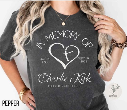 Discover Charlie Kirk Shirt forever in our hearts Republican Shirt, Free Speech Support Tee, Justice for Charlie Shirt