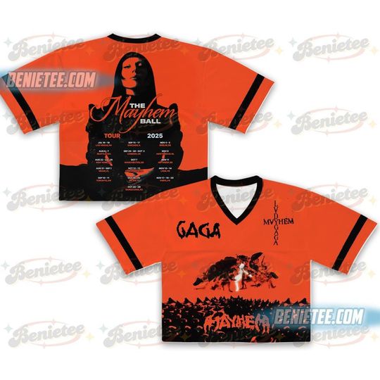 Mayhem Tour Football Jersey, Ld ga Shirt, Pop Music Lover Shirt, Gift for Little Monster, Mayhem Shirt