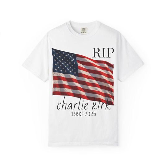 Discover Memorial Tribute T-Shirt, Unisex Garment-Dyed T-shirt for Remembrance, Patriotic Tee, RIP Charlie Kirk Shirt, USA Flag Apparel, Grief [...]