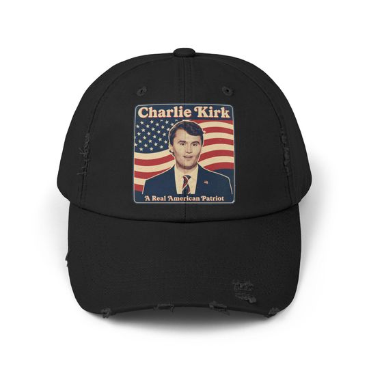 Charlie Kirk Patriotic Distressed Hat - A Real American Patriot Cap, Pray for Charlie