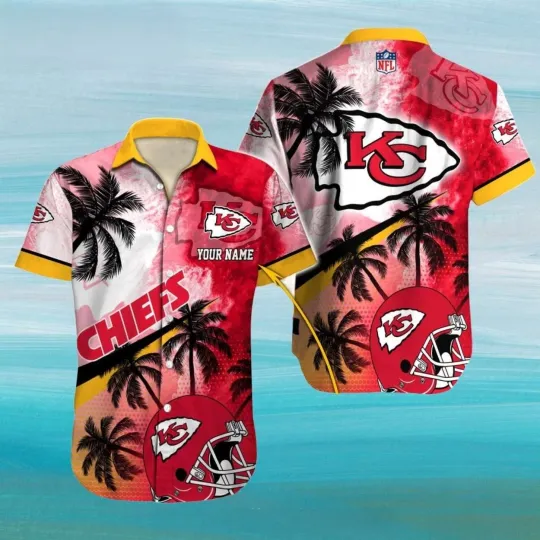 Kansas City Chiefs Aloha Shirt Tropical Sunset Palms Custom Hawaiian Shirt