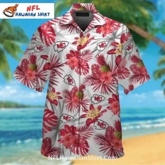Kansas City Chiefs Aloha Hawaiian Shirt White And Red Floral Pineapple Print