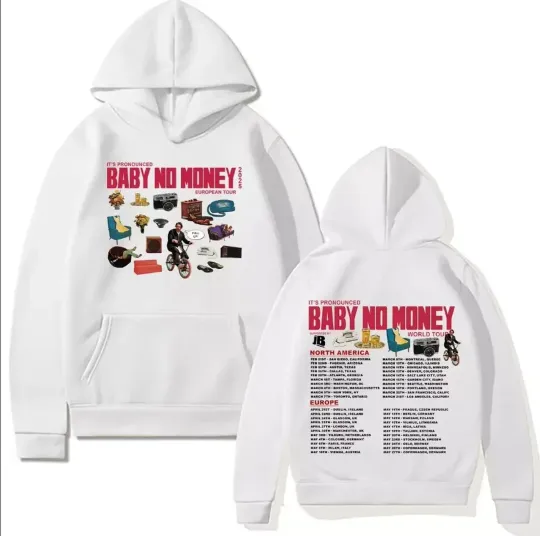 Discover Bbno$ It's Pronounced Baby No Money European Tour 2025 Double Sided Hoodie