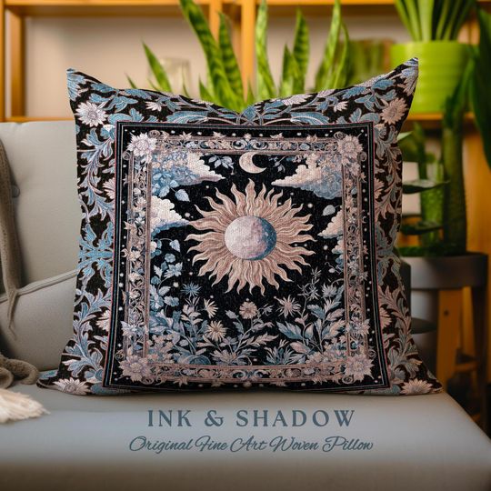 Discover Enchanted Purples Boho Accent Pillow | Celestial Mystic Tarot Inspired Witchy Pastel Bohemian Maximalist Tapestry Cushion Astrology Decor |