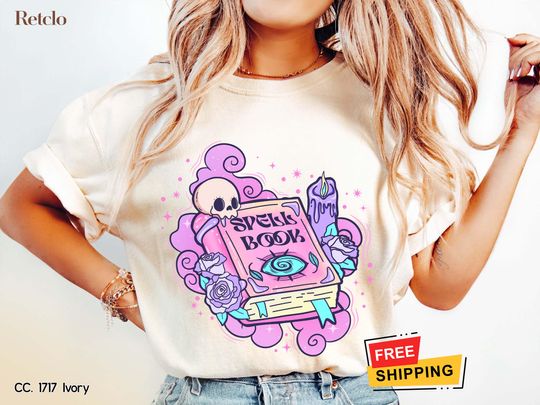 Halloween Shirt, Spell Book Retro Halloween Shirt, Halloween Tee, Halloween Women's Spooky Season TShirt
