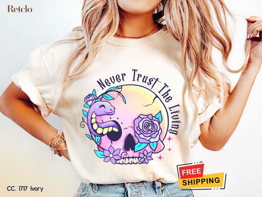 Discover Halloween Shirt, Never Trust The Living Retro Halloween Shirt, Halloween Tee, Halloween Women's Spooky Season TShirt