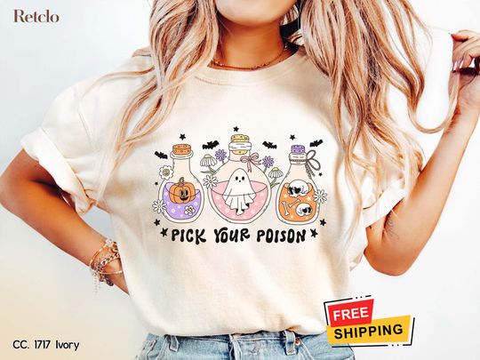 Discover Retro Halloween Shirt, Halloween Tshirt, Cute Halloween Gifts Ghost Tee, Spooky Season Party Shirt