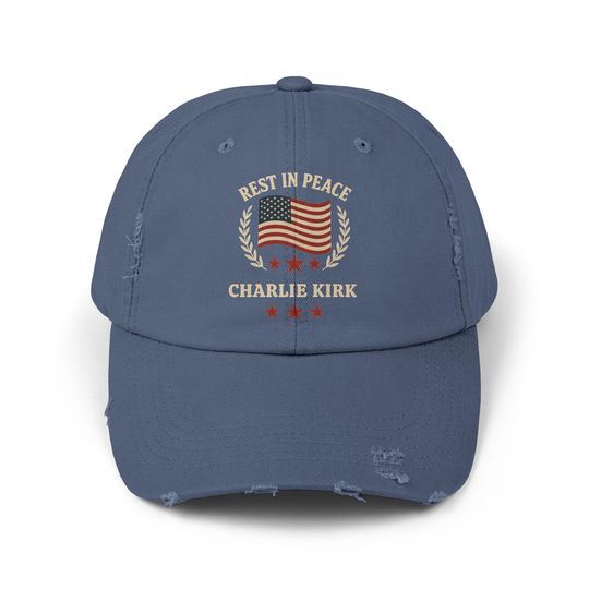 Rest in Peace Charlie Kirk Distressed Cap, Charlie Kirk Hat, Remembering Charlie Kirk Cap