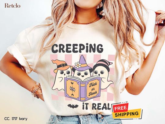 Discover Halloween Ghost Shirt, Halloween Teacher Cute Shirt, pooky Season Shirt, Trick or Treat Pumpkin Tee