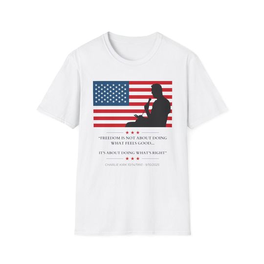 Charlie Kirk Tee, Patriotic Freedom T-Shirt, Unisex Softstyle Tee, Independence Day, Casual Wear,