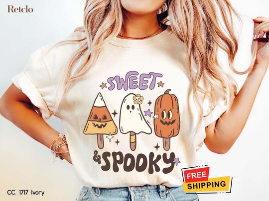 Discover Retro Halloween Shirt, Comfort Colors Halloween Tshirt, Cute Halloween Gifts Ghost Tee, Halloween Women's Shirt, Spooky Season Party Shirt