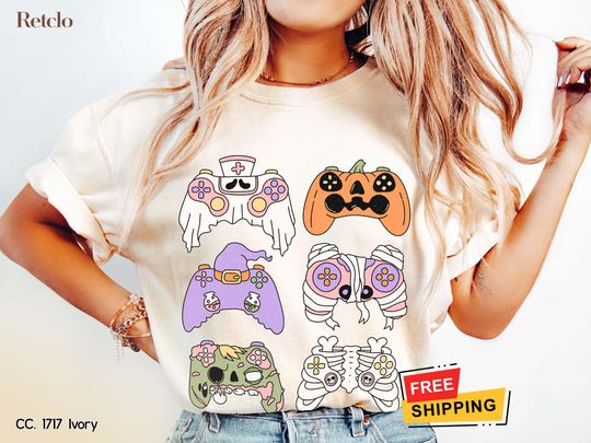 Discover Retro Halloween Shirt, Comfort Colors Halloween Tshirt, Cute Halloween Gifts Ghost Tee, Halloween Women's Shirt, Spooky Season Party Shirt