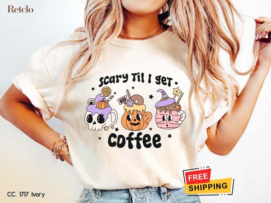 Discover Retro Halloween Shirt, Comfort Colors Halloween Tshirt, Cute Halloween Gifts Ghost Tee, Halloween Women's Shirt, Spooky Season Party Shirt