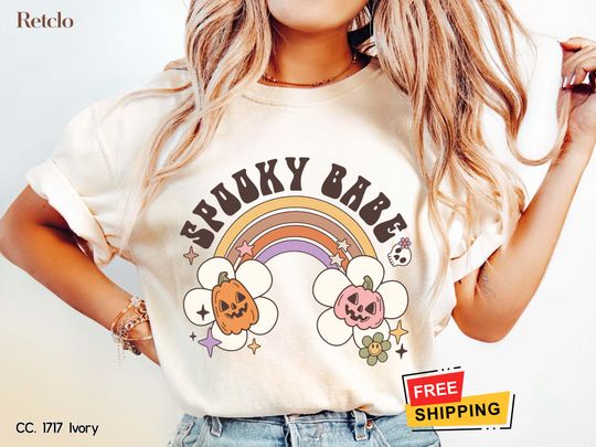 Discover Retro Halloween Shirt, Comfort Colors Halloween Tshirt, Cute Halloween Gifts Ghost Tee, Halloween Women's Shirt, Spooky Season Party Shirt