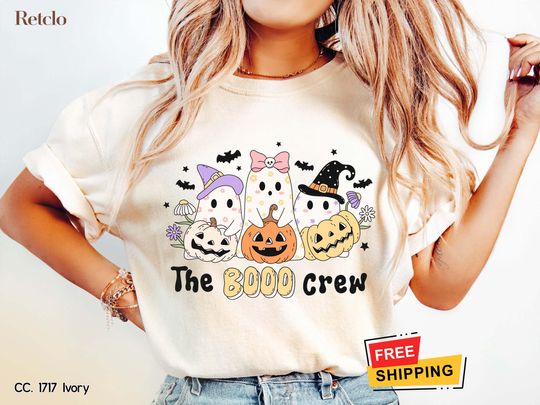 Discover Retro Halloween Shirt, Comfort Colors Halloween Tshirt, Cute Halloween Gifts Ghost Tee, Halloween Women's Shirt, Spooky Season Party Shirt
