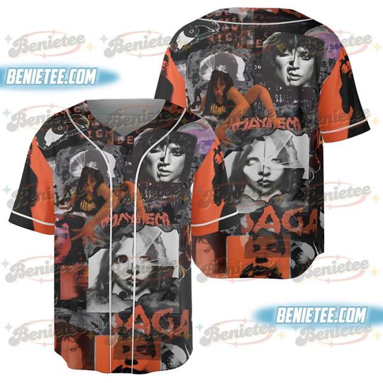 Ld ga Mayhem Collage Baseball Jersey, Gothic Rock Style T-Shirt, Grunge Vintage Aesthetic Shirt