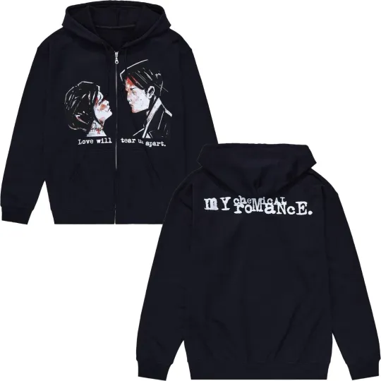 My Chemical Romance Punk Rock Band Zip-Up Hoodie Tour 2025, Double Sided Zip Hoodie