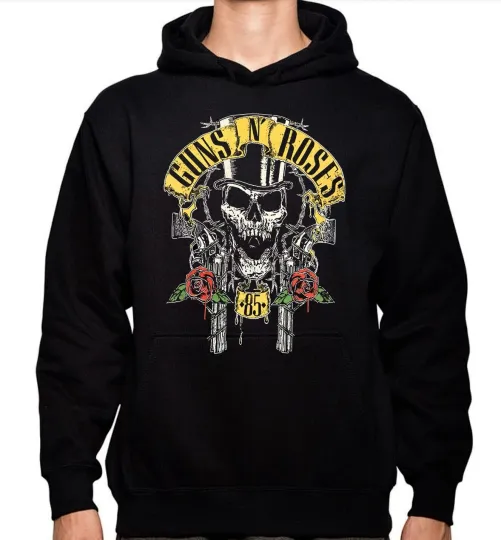 Guns N Roses 85 Hard Rock Band Men's Black Hoodie