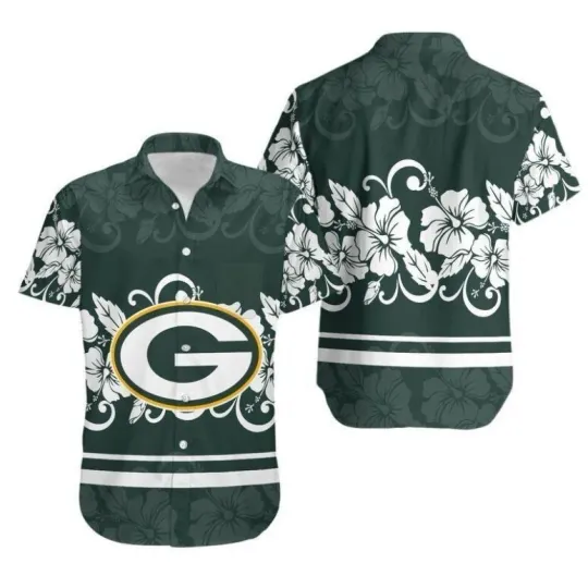 Green Bay Packers Floral Crest Summer Aloha Unisex Hawaiian Shirt