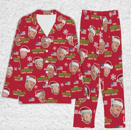 Discover Trump Santa Pajama Set: Funny MAGA Christmas Pajamas