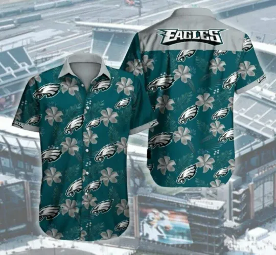 Discover Philadelphia Eagles Floral Logo Unisex Summer Aloha Hawaiian Shirt