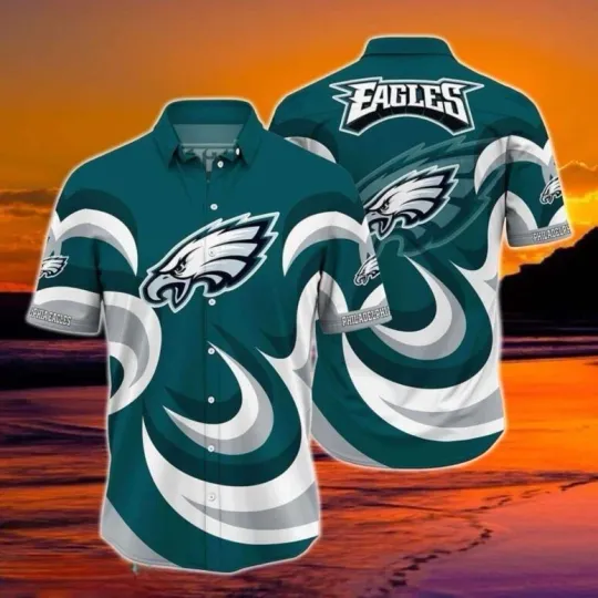 Philadelphia Eagles Swirling Victory Unisex Summer Aloha Hawaiian Shirt