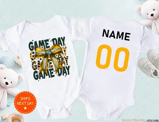 Personalized Packers Baby Baby Sleepsuit, Gift for Football Fan