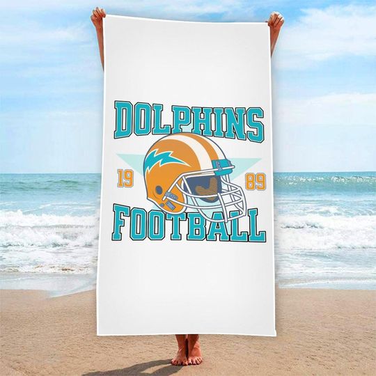Dolphins Football Towel, Sports Team Beach Towel, Football Fan Gift, Game Day Pool Towel, Sports Towel