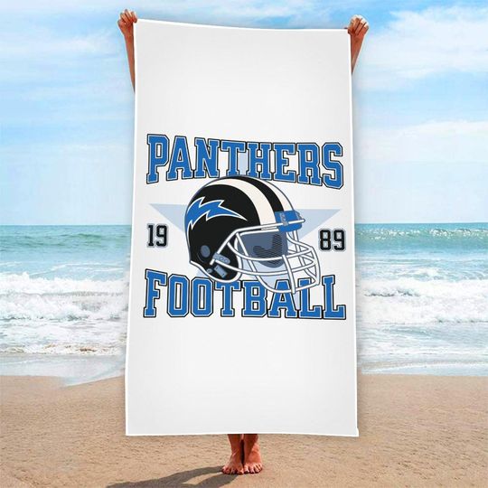 Panthers Football Towel, Sports Team Beach Towel, Football Fan Gift, Game Day Pool Towel, Sports Towel