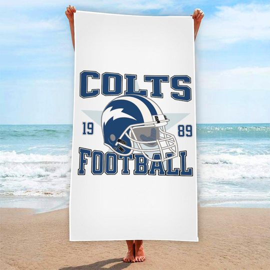 Colts Football Towel, Sports Team Beach Towel, Football Fan Gift, Game Day Pool Towel, Sports Towel