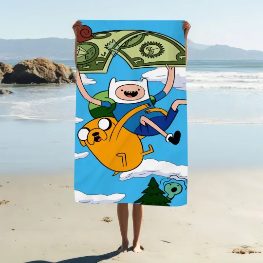 Discover A-Adventure Cartoon T-Time Towel Pool Beach Towel Portable Quick Fast Dry Sand Outdoor Travel Swim Blanket Thin Mat Bath TowelS