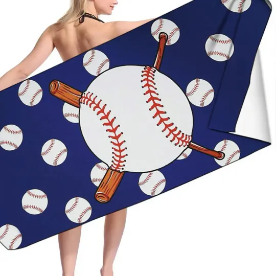 Discover Baseball Football Basketball Printed Beach Towel Quick Drying Microfiber Comfortable Women Men Swimming Bath Towel for Bathroom