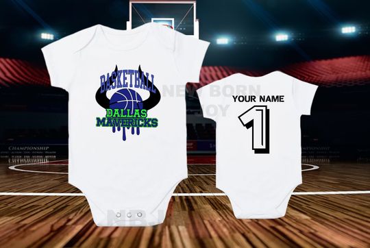 Discover Personalized Dallas Mavericks Baby Sleepsuit, Gift for Basketball Fan