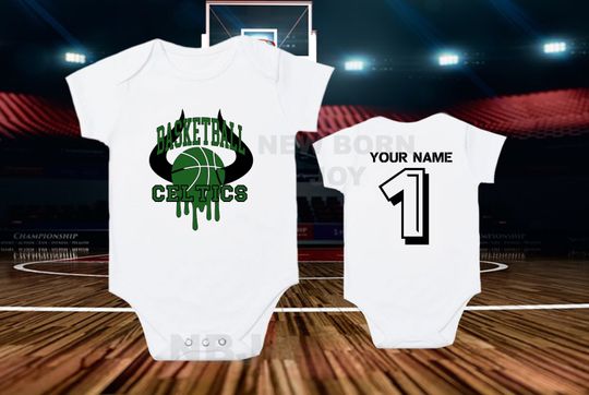 Discover Personalized Celtics Baby Sleepsuit, Gift for Basketball Fan