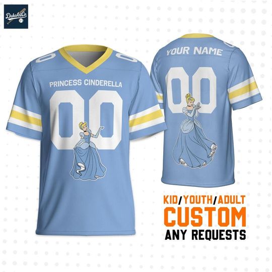 Discover Custom Gameday Princess Cinde Football Jersey, Personalized Name&Number, Birthday Gift, Disneyland Family Shirt, Gift for her