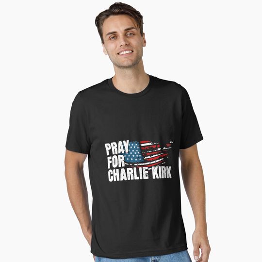Discover Pray For Charlie Kirk American Flag Essential T-Shirt